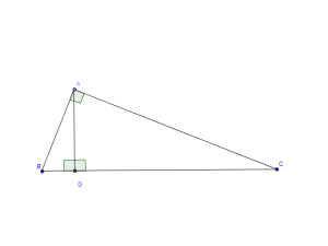 I figuren er en rettvinklet trekant ABC, med rett vinkel i A.